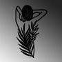 Wallity Flower Woman Escultura de pared de metal negra